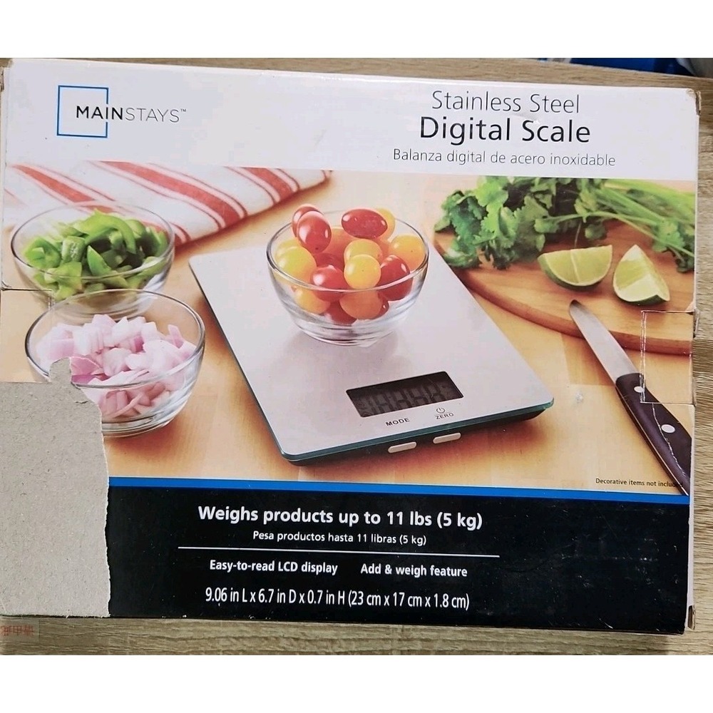Mainstays Digital  Scale, Food Scale, Stainless Steel Platform, LCD 11 Lbs,5kg